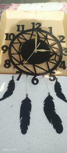 Hanging Wooden Wall Clock, Wooden Feather Wall (HW1) photo review