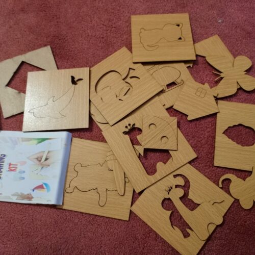 24Pcs Kids Montessori Drawing Toys Wooden DIY Painting Template photo review