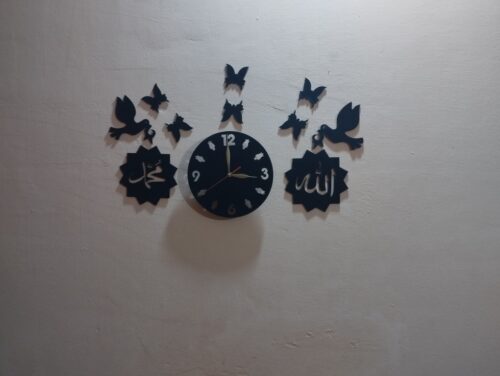 Allah(swt) Muhammad(pbuh) Bird Butterfly Decorative Wooden Wall Clock  (ASM) photo review