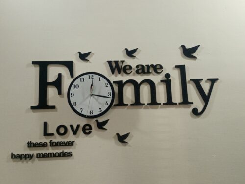 We Are Family Black Modern Round Wooden Wall Clock (WAF1) photo review
