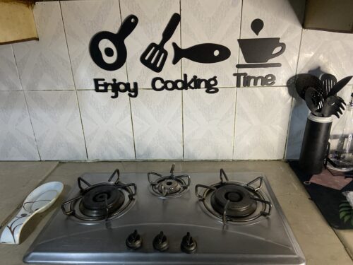 New MDF Wood Black Wall Art Home Decore Enjoy Cooking Time Wall decore (S19) photo review