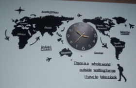 Creative World Map Large Wooden DIY 3D Wooden Wall Clock(CWM) photo review