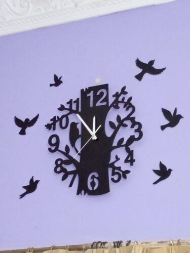Birds Nest On Tree & Flying Birds Compressed Wooden Wall Clock (BN1) (F) photo review