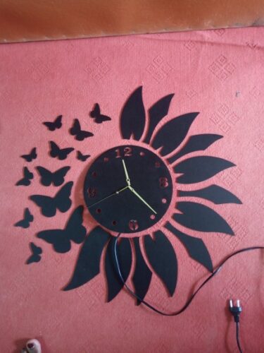 Round Flower With Butterfly MDF Wooden Wall Clock LED Light (RFW) photo review