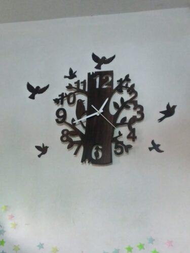 Birds Nest On Tree & Flying Birds Compressed Wooden Wall Clock (BN1) (F) photo review