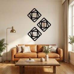 Set Of 3 Square Shapes Wall Mirrors (3SSW) pepsi colour